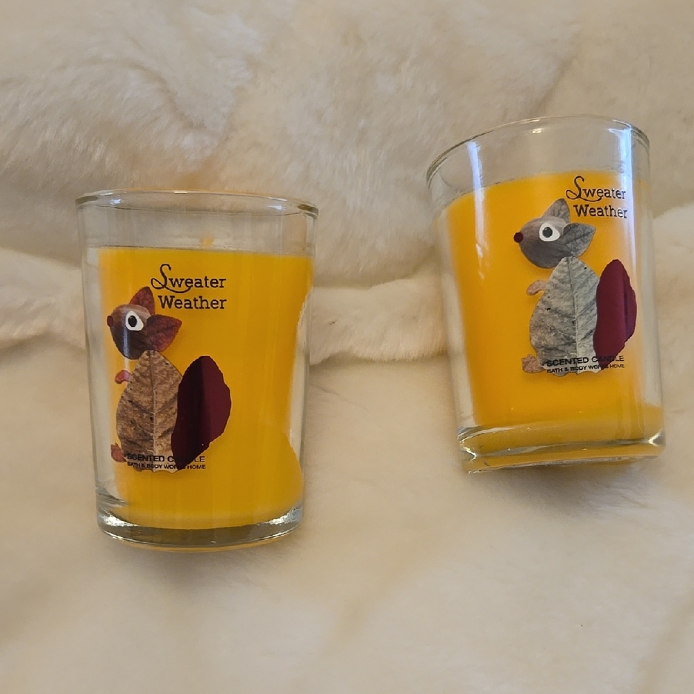 Bath & Body Works Sweater Weather Candle Set - Yellow and Gray
